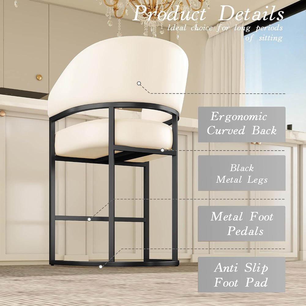 Modern Counter Height Bar Stools,Bar Stools Set of 3,PU Leather Upholstered B...