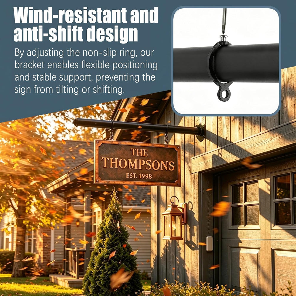 24" Metal Hanging Sign Bracket Hanger with Adjustable Anti-Slip Rings &a...