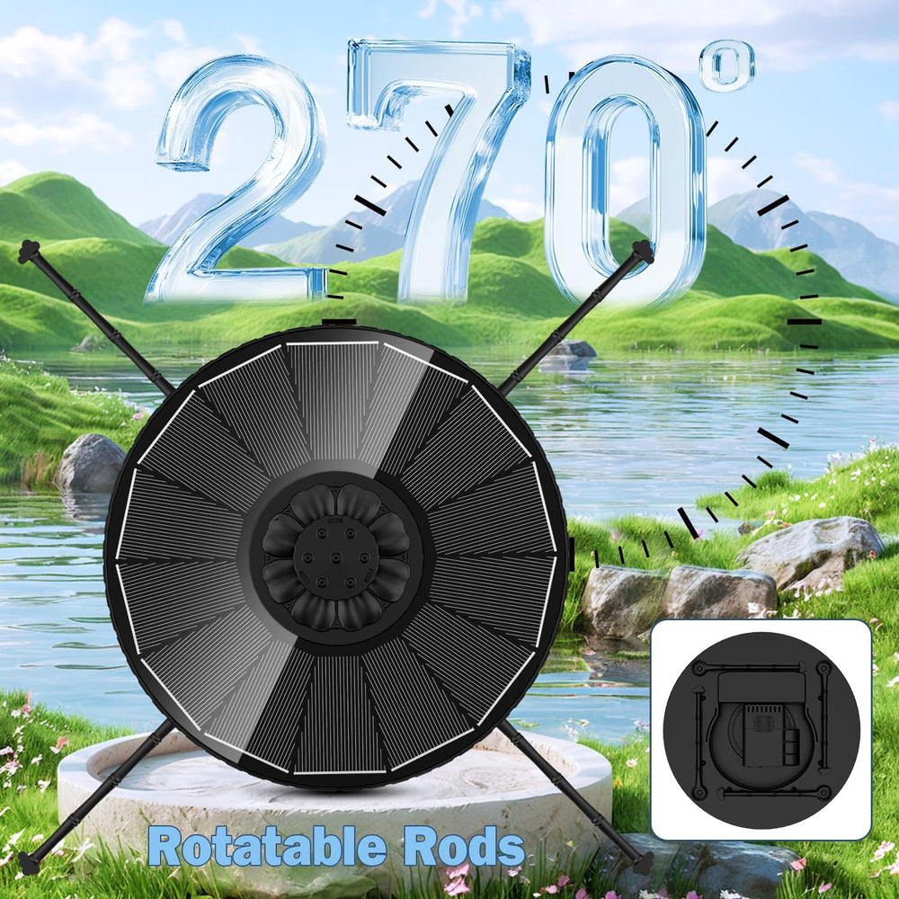 Yzert Solar Fountain with 2000mah Battery, 3-Level Adjustable Water Height, R...