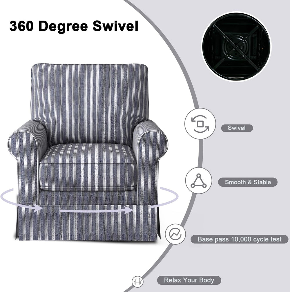 INZOY Swivel Accent Chair Linen Mid Century Modern Chair, Comfy Swivel Barrel...
