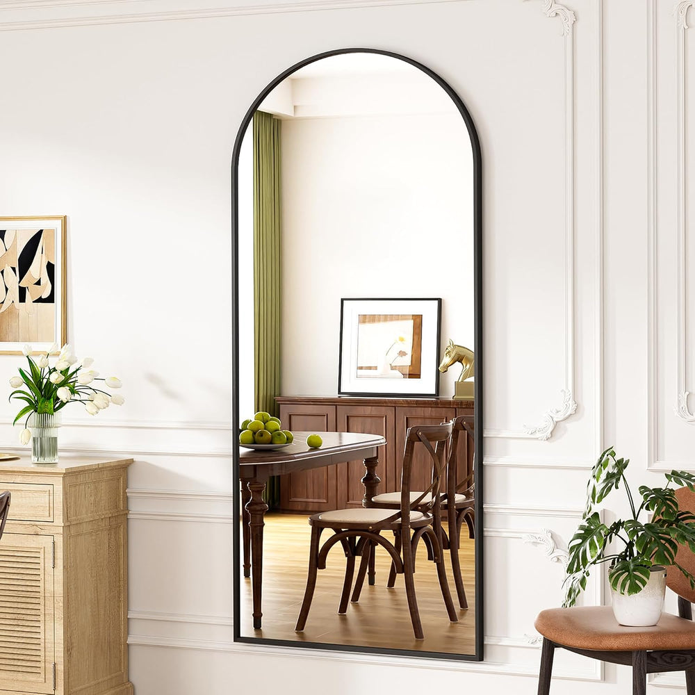 Full Length Mirror, 71"x30" Large Arched Standing Floor Mirror(Black)