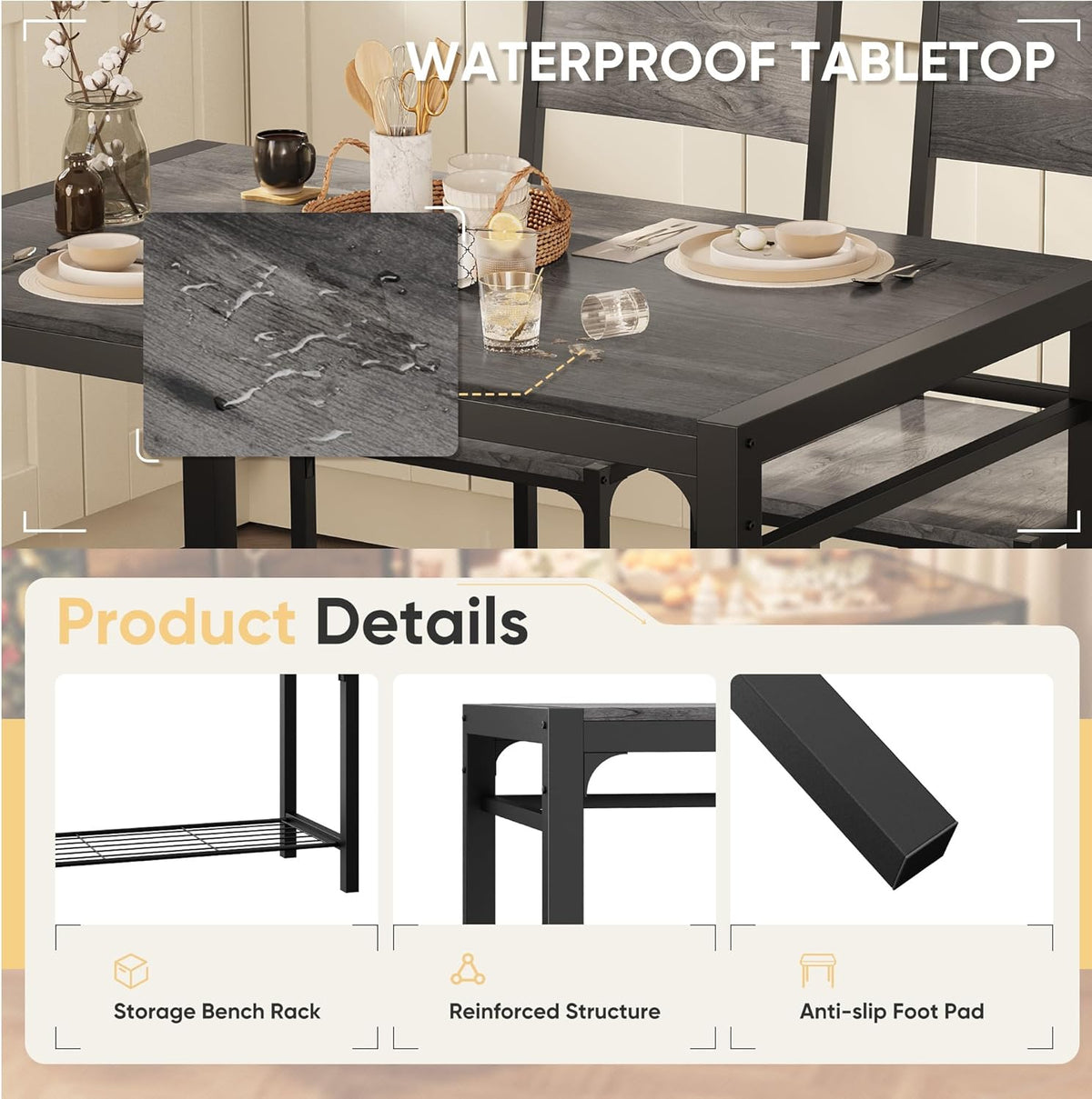 shahoo kitchen table and 2 chairs for 4 on a desk or shelf