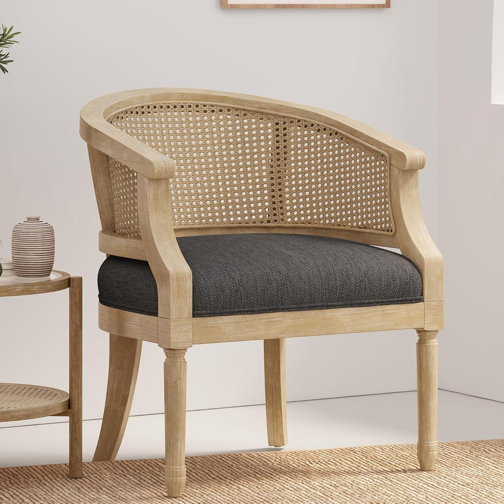 Mid Century Accent Chair, Armchair with Curved Backrest and Upholstered, Read...