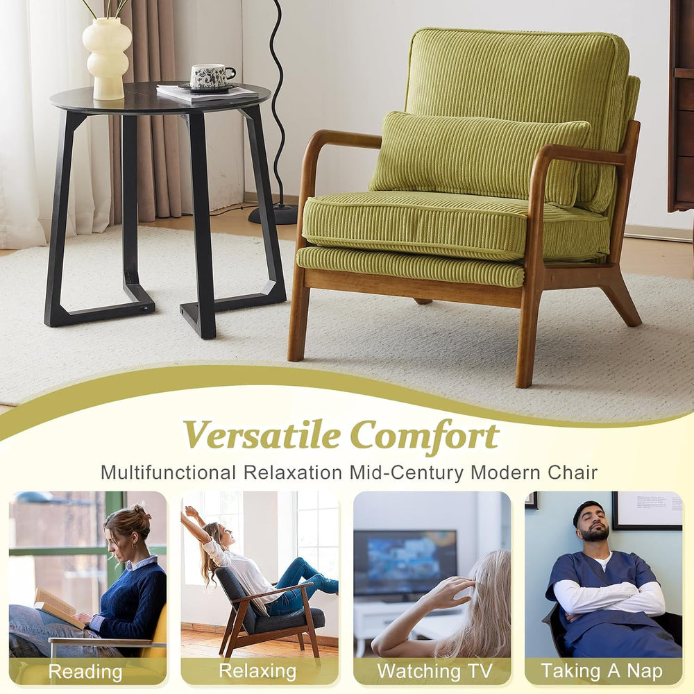 VINGLI Upgraded Premium Corduroy Accent Chair,Upholstered Arm Chair,Solid Woo...