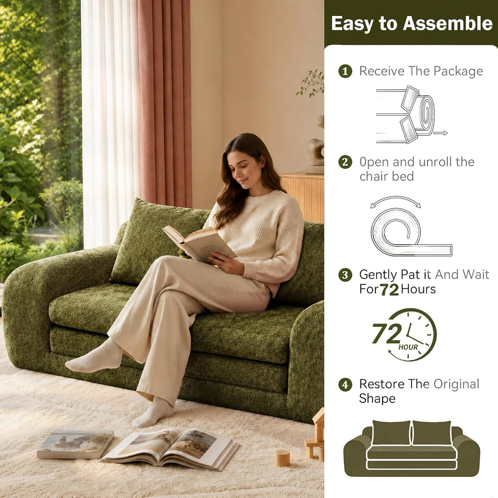 Fold Out Chair Bed, Folding Sofa Bed, 2 in 1 Convertible Sleeper Chair Bed fo...
