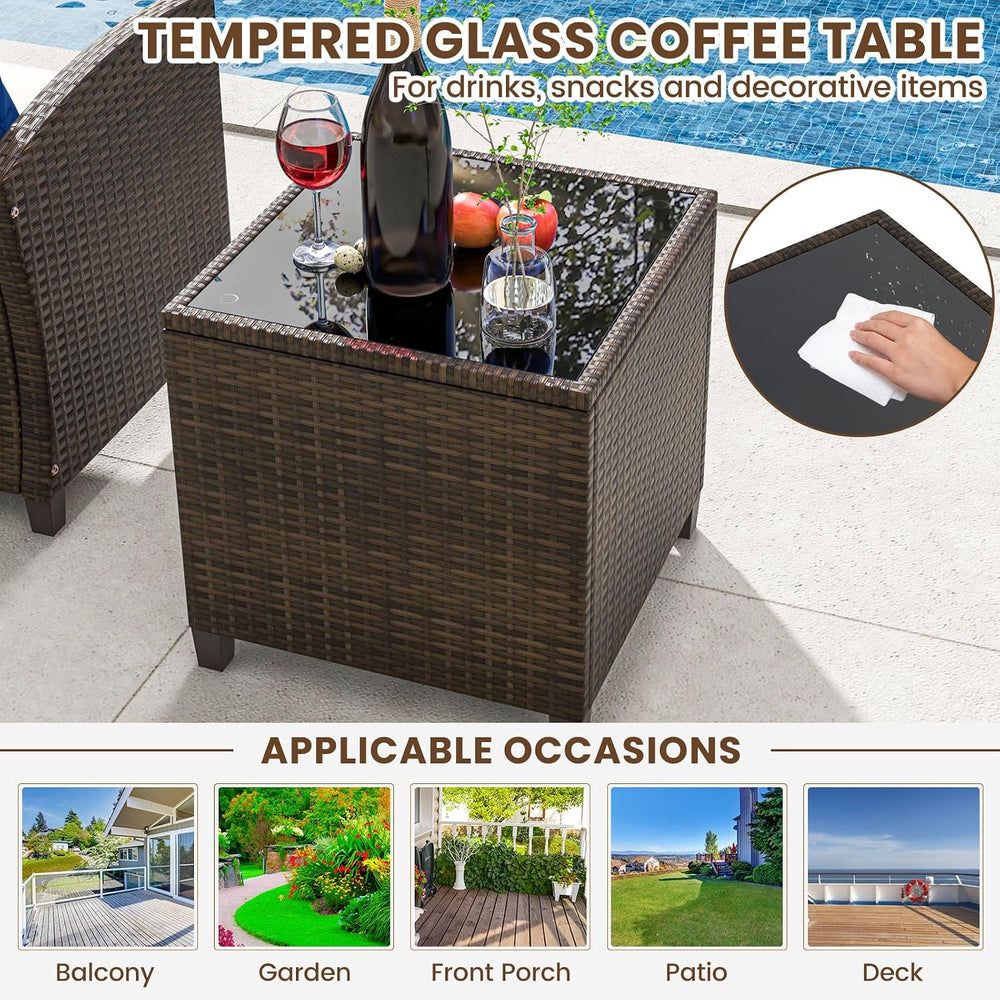 ORALNER 5 Pieces Patio Furniture Set with Ottoman, Wicker Conversation Set w/...