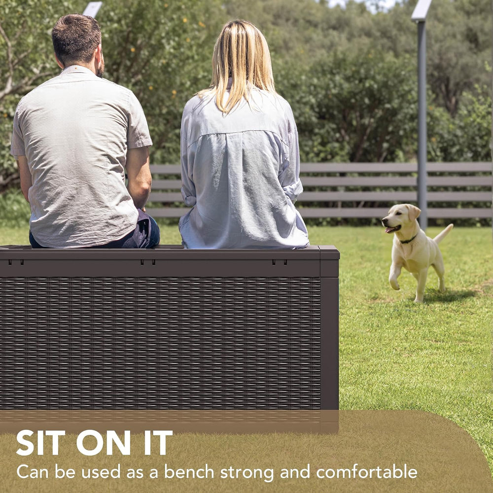 Devoko 100 Gallon Waterproof Deck Box, Resin Large Outdoor Storage Box