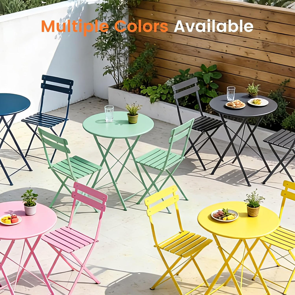 Kromax Outdoor 3 Piece Patio Bistro Set, Bistro Table and Chairs, Yellow