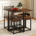 Tangkula Compact Dining Table Set for 4, Small Kitchen Table Set with Square Stools and Metal Frame, Perfect for Small Spaces, Home Kitchen Bar and Apartments