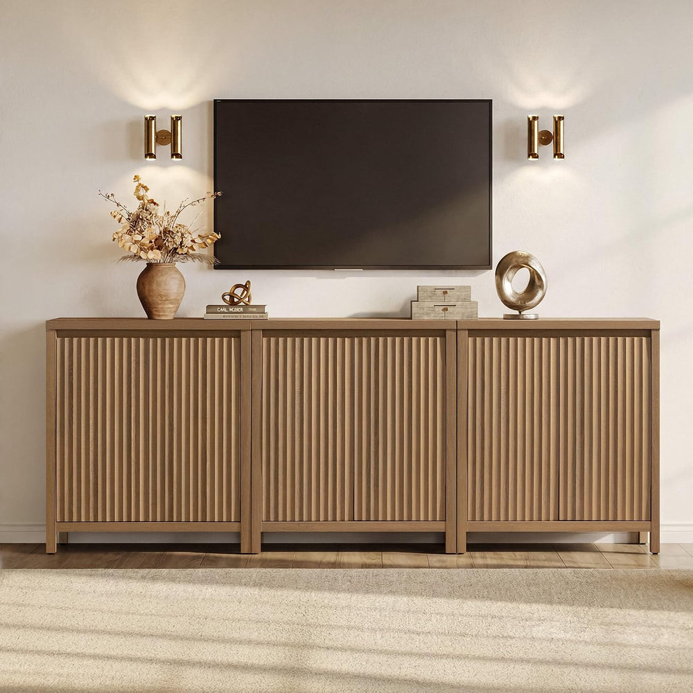 SICOTAS Sideboard Buffet Cabinet with Storage, Fluted Credenza Buffet Table