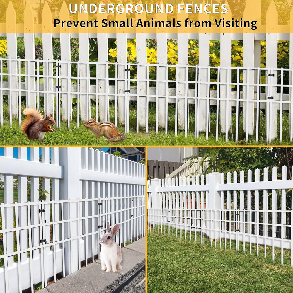 25 Pack Garden Animal Barrier Fence, 17in (H) X 27ft (L) No Dig Fence, Rustpr...