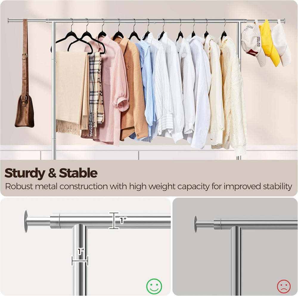 Yaheetech Heavy Duty Collapsible Rolling Clothes & Garment Rack, Chrome