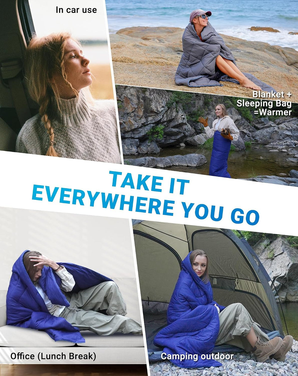 KingCamp Ultralight Camping Blanket, Wearable Packable Blanket 69" x 53&...