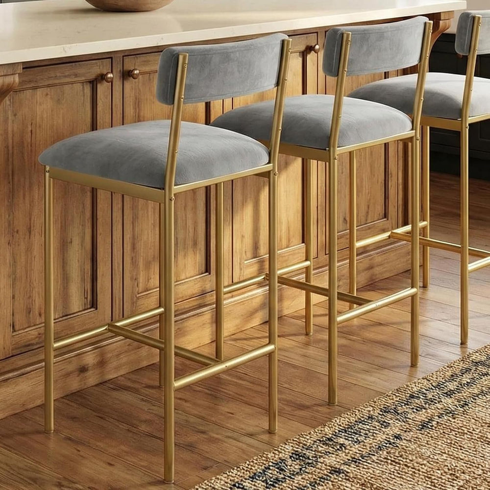Garvee Bar Stools Set of 2, Upholstered Counter Height Bar Stool with Backres...