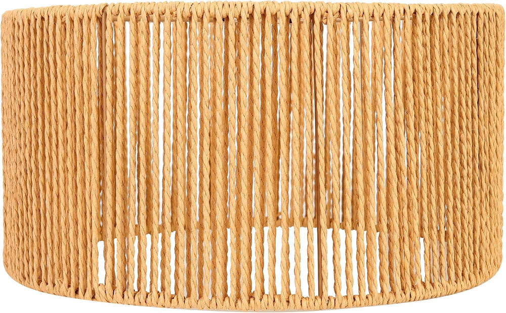 Natural Handwoven Rattan Boho Wicker Lamp Shade Replacement, 1-5/8" Fitter