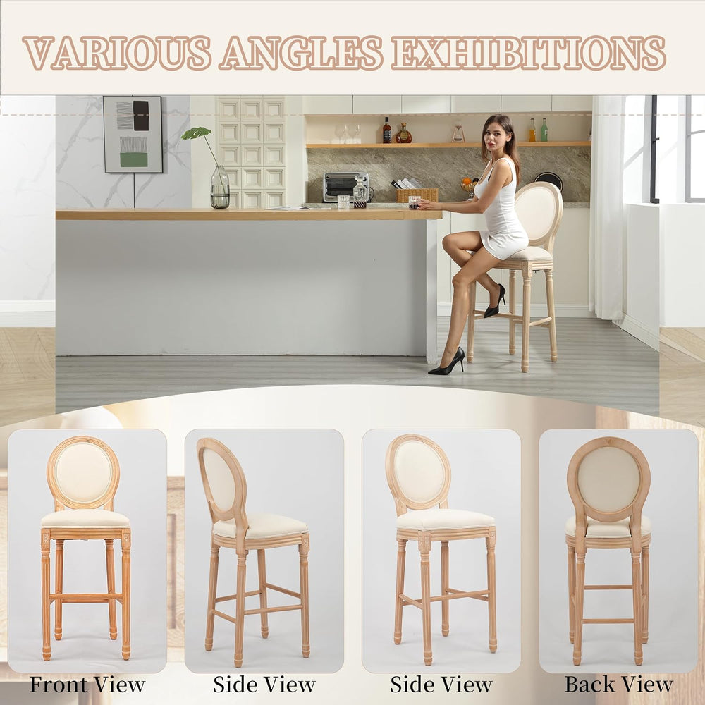 French Country Bar Stools, 30" Farmhouse Counter Height Chairs