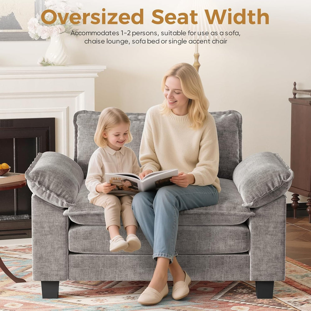 HUSFU Oversized Accent Chair, 50'' W Chenille Cloud Sofa Chair, Gray