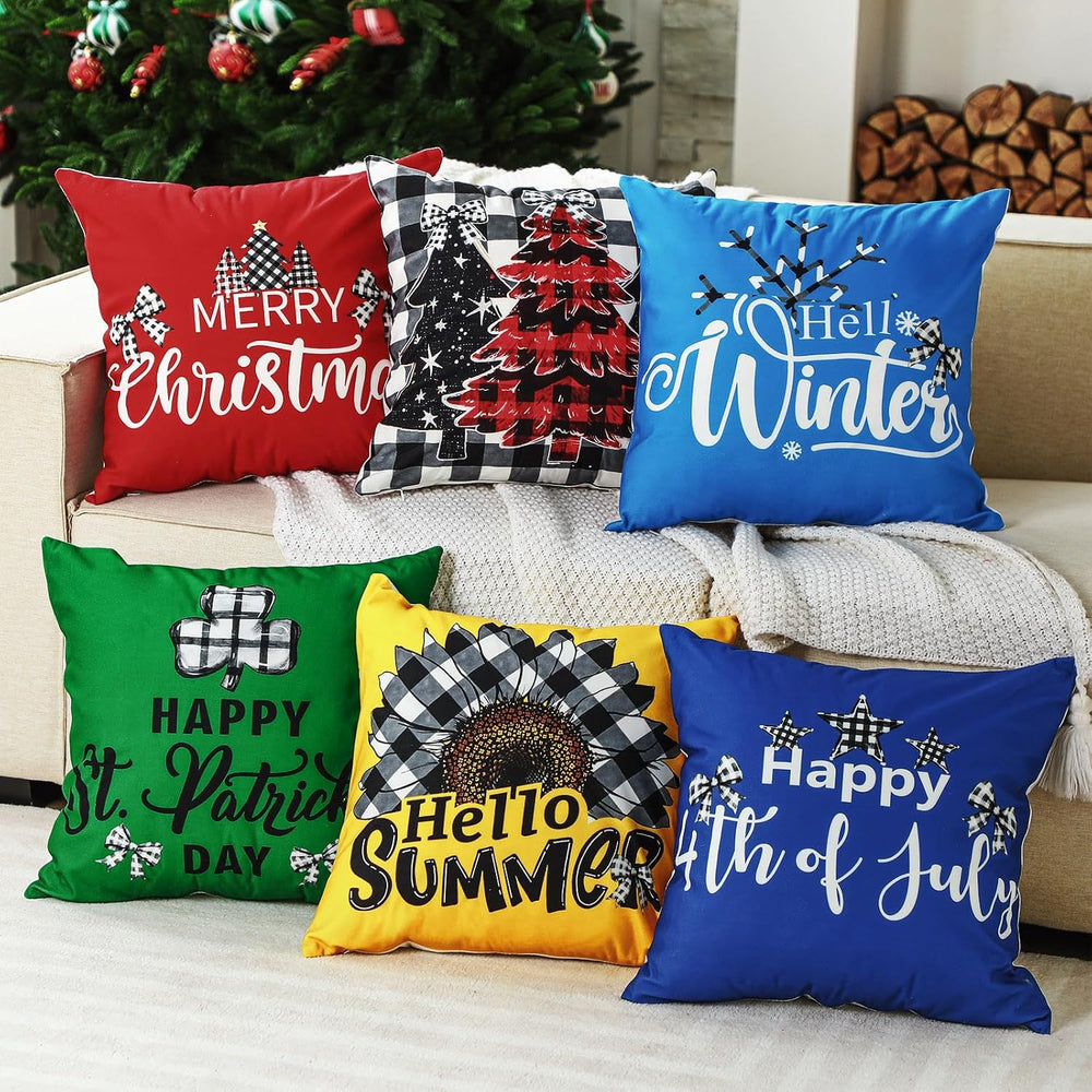 Mindsoft 20 Pcs Holiday Pillow Covers 18x18, Fall Christmas Throw Cover