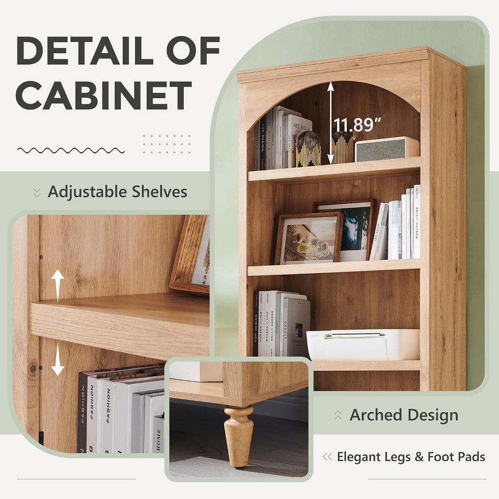 ifget 76" tall arched bookcase, farmhouse large arched, close-up detail