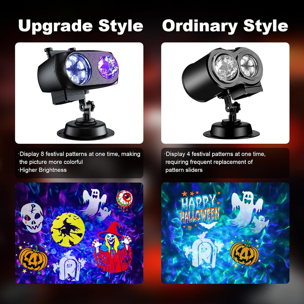 2026 Upgraded Halloween Projector, 8 Patterns (Ocean Wave & Patterns),8 Theme Waterproof Holiday Projector with Remote for Halloween,Christmas,Happy New Year