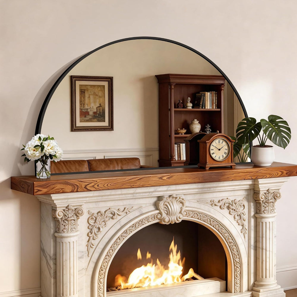 CIRCUMI Arched Wall Mirror 40”x24”, Black Arched Mirror for Entryway&Mantel