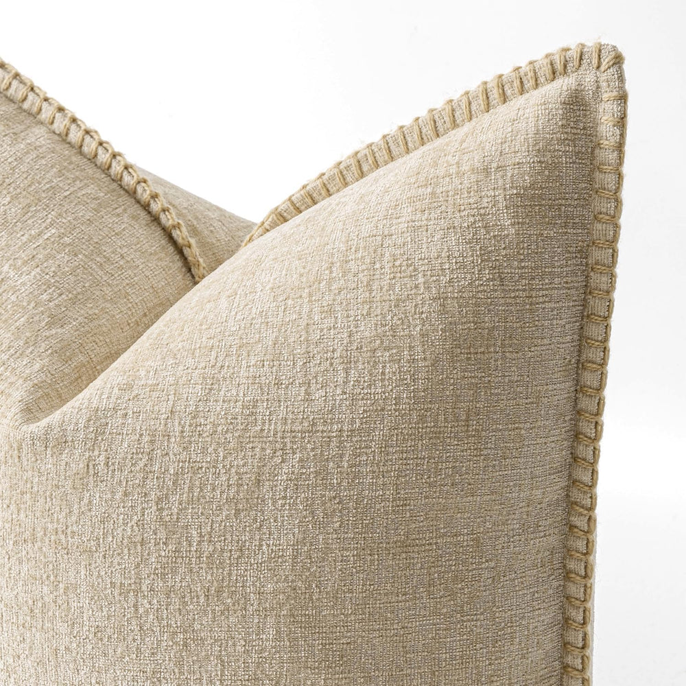 MIULEE Decorative Euro Sham Pillow Covers 24x24 Inch Beige 2 Pack