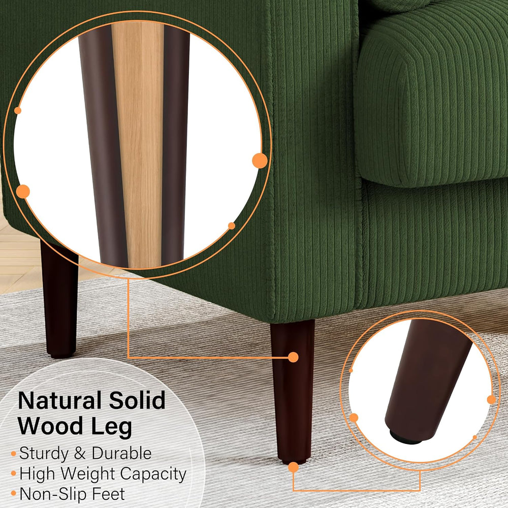 34.5" Arm Chair, Modern Corduroy Accent Chair, Green
