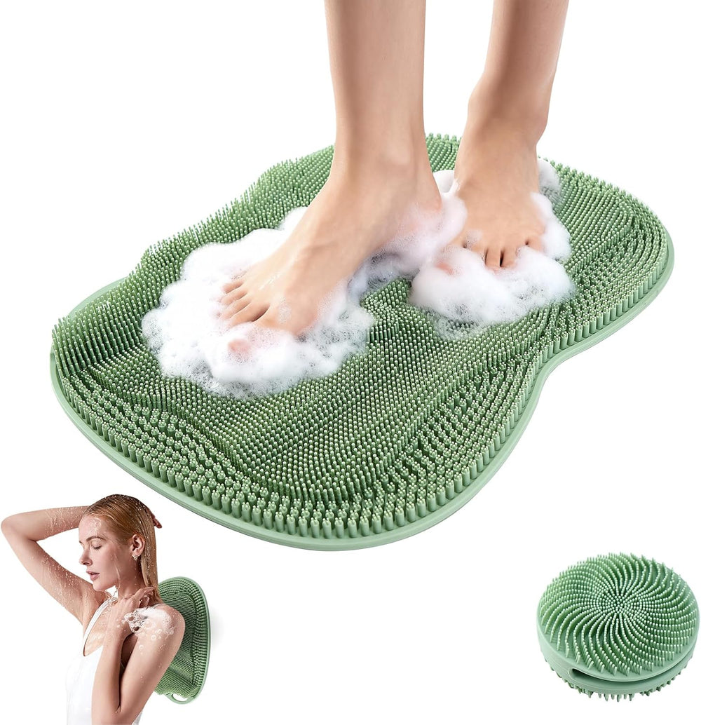 Bath Shower Foot Scrubber Mat - Silicone Shower Foot Scrubber Mat (XL) Cleane...