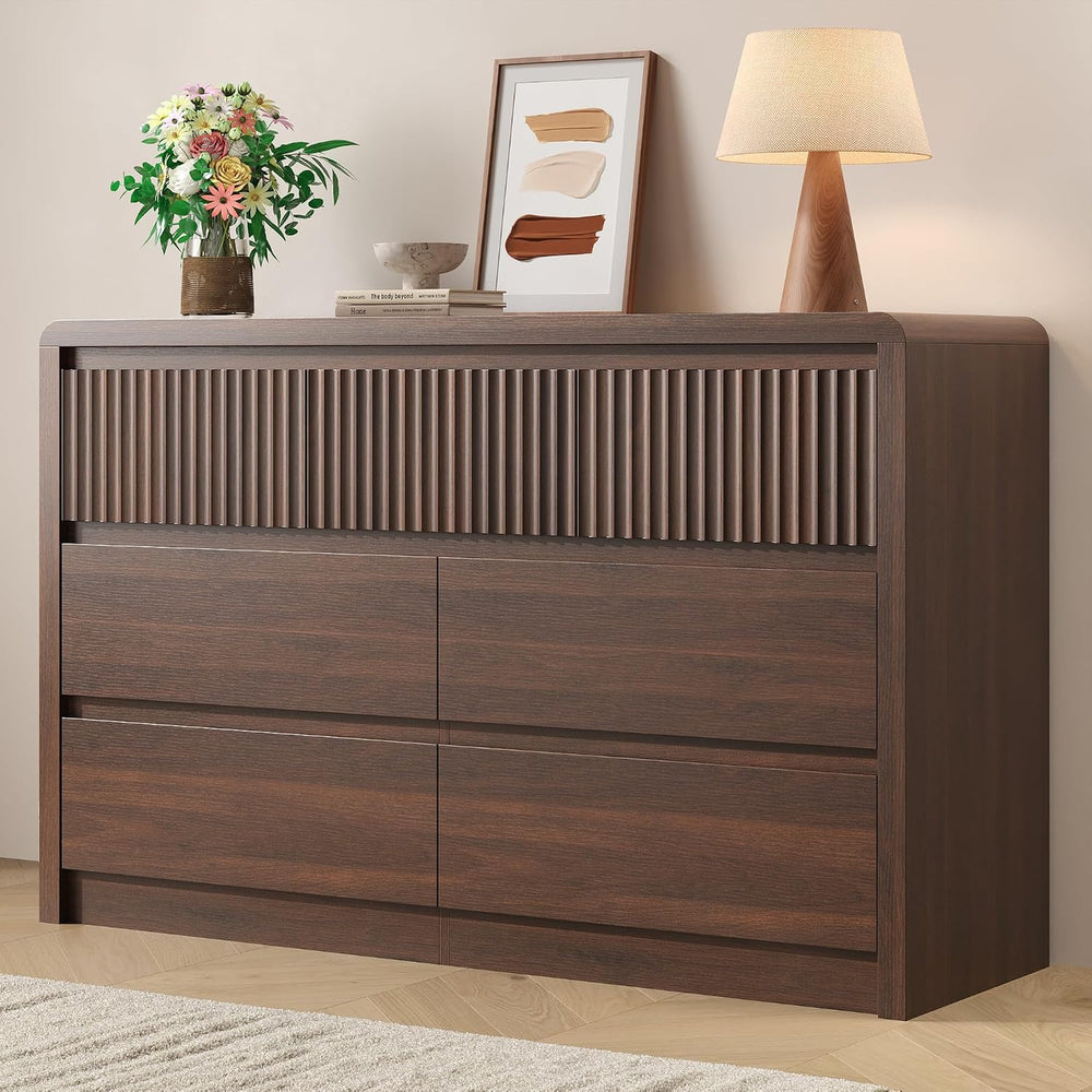 Fluted 7 Drawer Dresser for Bedroom, 50” Wide Dresser & Chest of Drawers ...