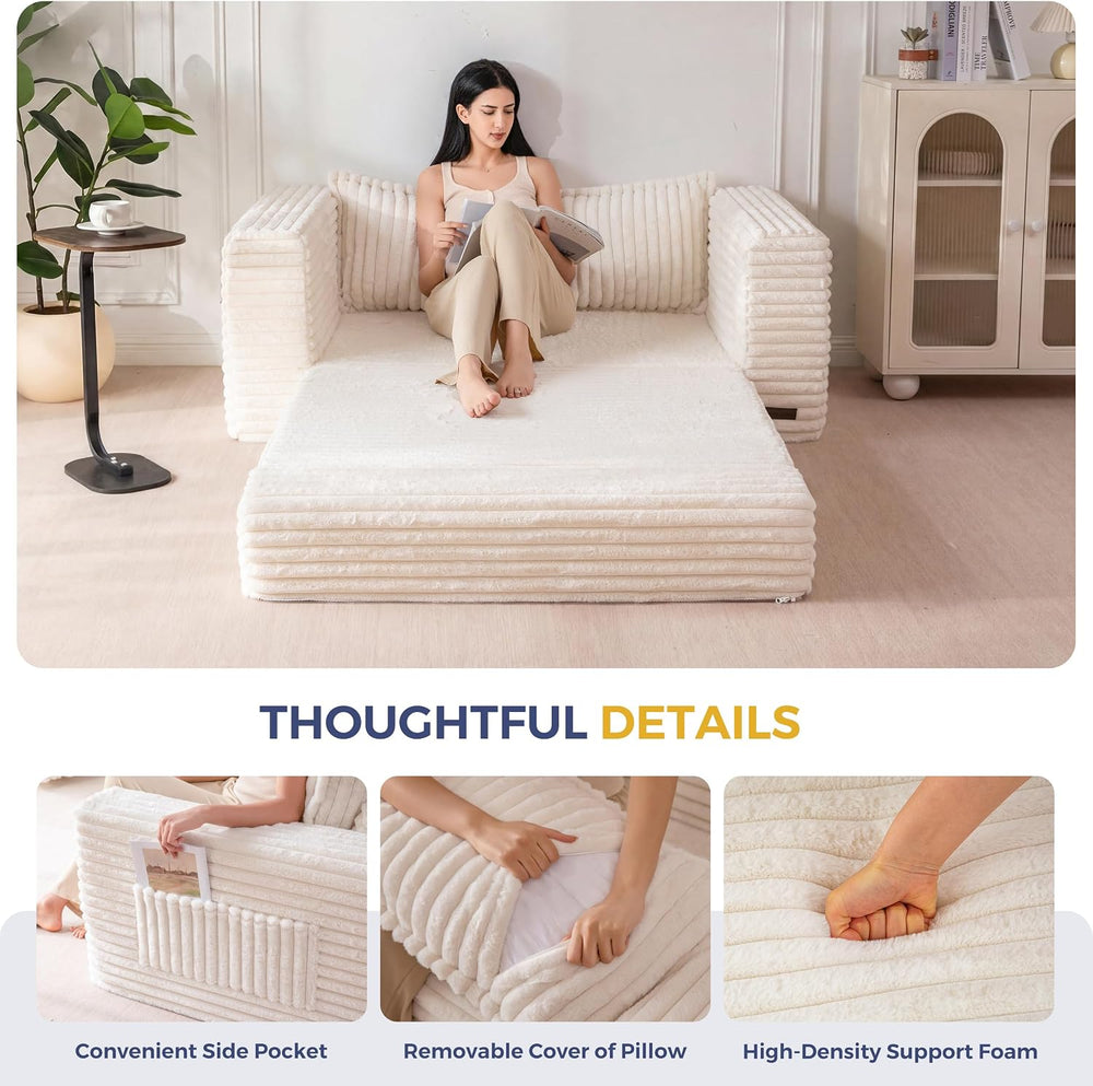 MAXYOYO Convertible Sofa Bed, Pull-Out Loveseat Couch Bed for Small Space