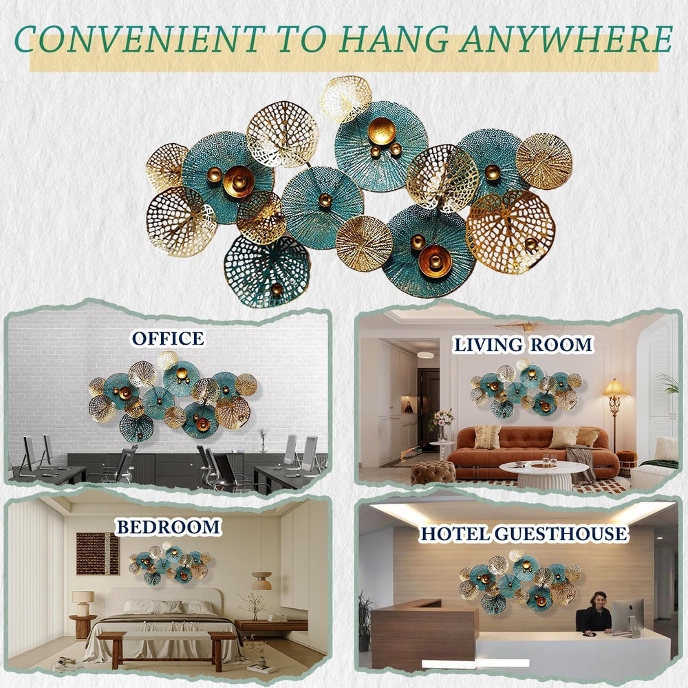 edaknez Large Metal Wall Art, 50"x26" Metal Lotus Leaf Flower Wall ...