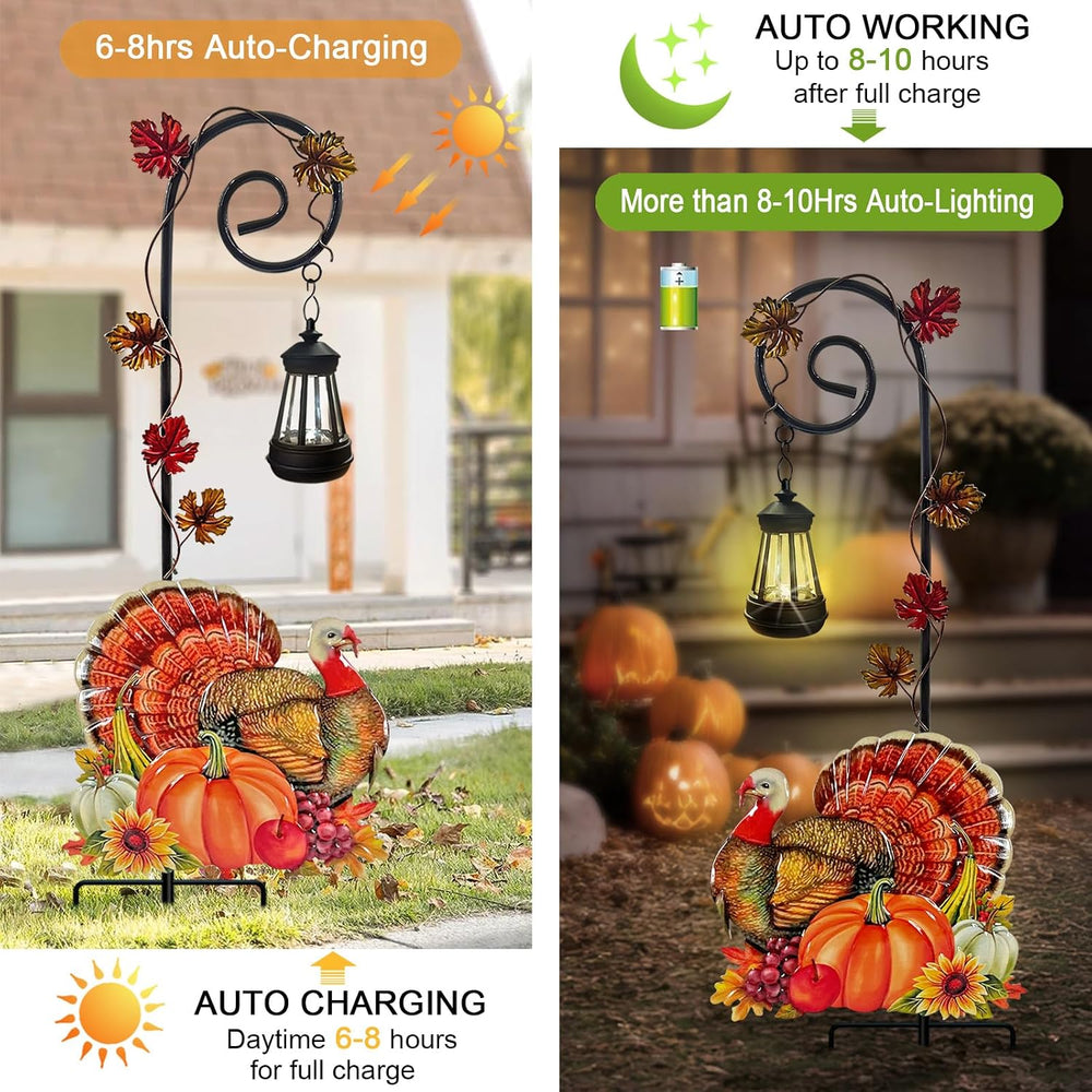 Thanksgiving Turkey Decorations Outdoor,Solar Fall Decorations Garden Stake