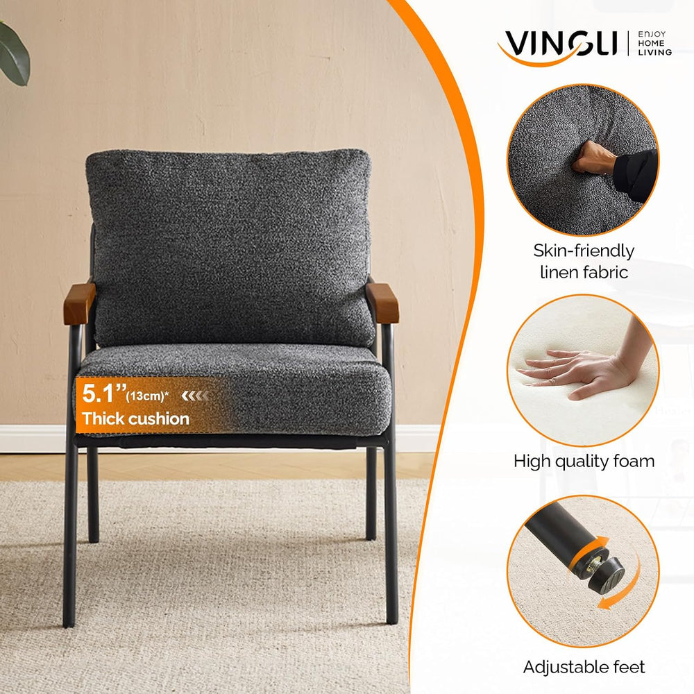 VINGLI Mid-Century Modern Accent Armchiars Set of 2 for Small Space, Small Co...