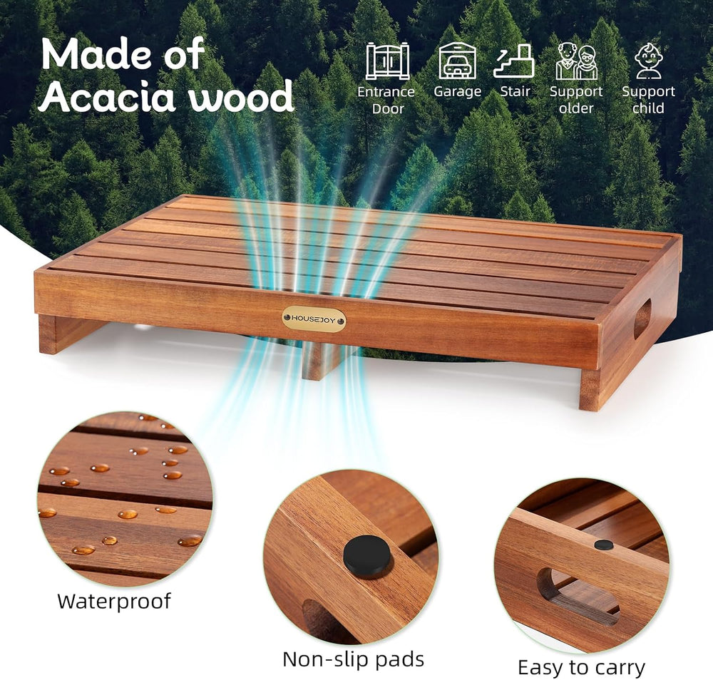 HouseJoy Wooden Step Stool for Adults: 3.6" High One Step Stool Nonslip