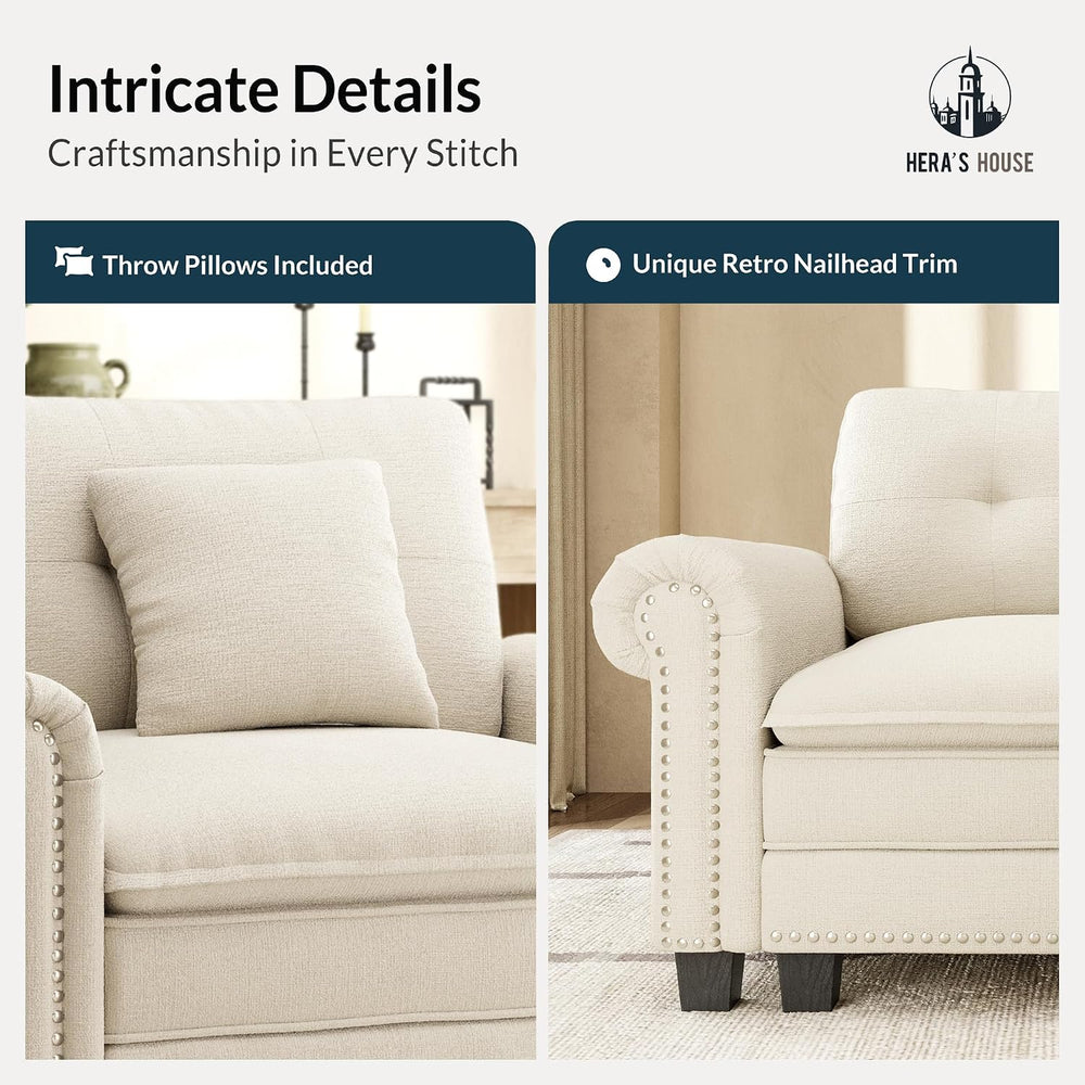 HERA'S HOUSE 73.2" Modular Loveseat Cloud Couch Deep Seats & Rol...