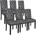Yaheetech Dining Chairs Set of 6 Button Tufted Kitchen Chairs Gray