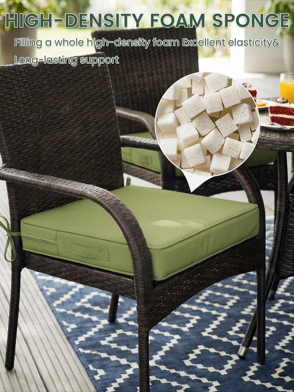 Outdoor Chair Cushions 19x19x4 Inch with Handles and Ties Cushion Set of 2
