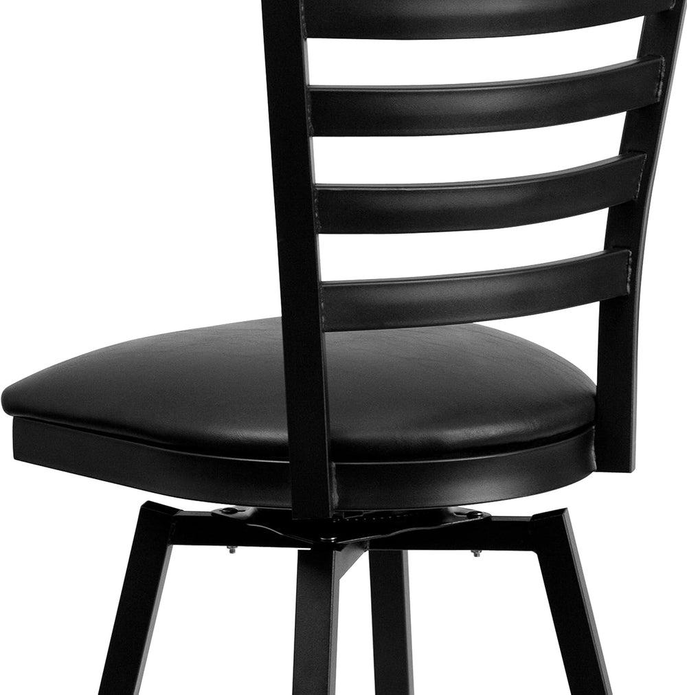Flash Furniture 2 Pack HERCULES Series Black Ladder Back Swivel Metal Barstoo...