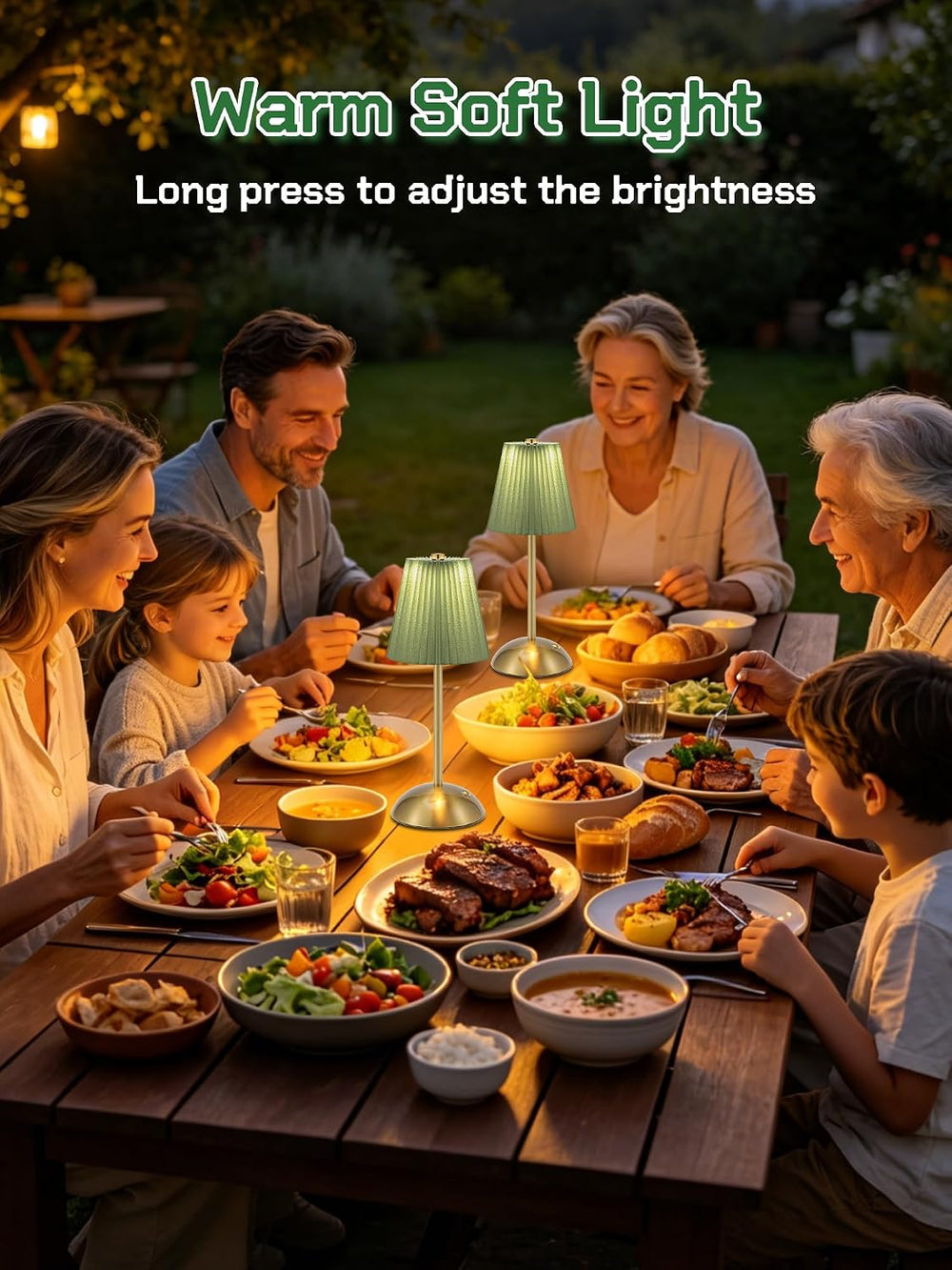 2 Pack Cordless Table Lamp, LED Desk Lamps Rechargeable Touch Light(Green)