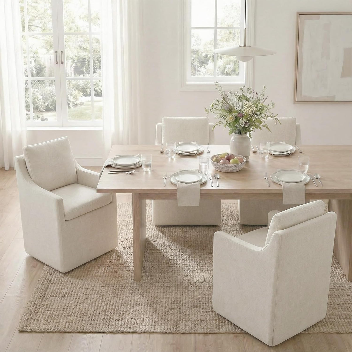 KISLOT Upholstered Dining Chairs Set of 1 with Washable Cover, Oatmeal