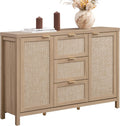 SICOTAS 52 Inch Sideboard Buffet Cabinet with Storage, Rattan Credenza