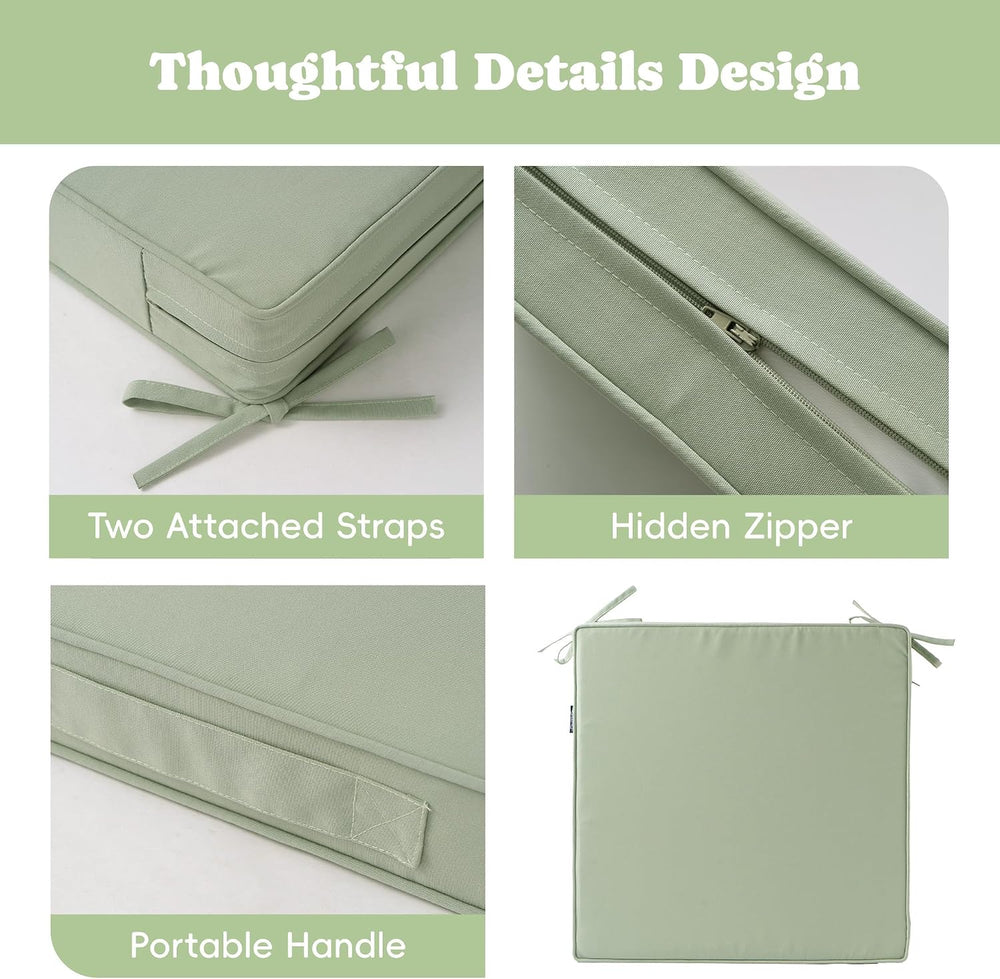 Waterproof Outdoor Chair Cushions Set of 2, 19" x 19" x 3", Sa...