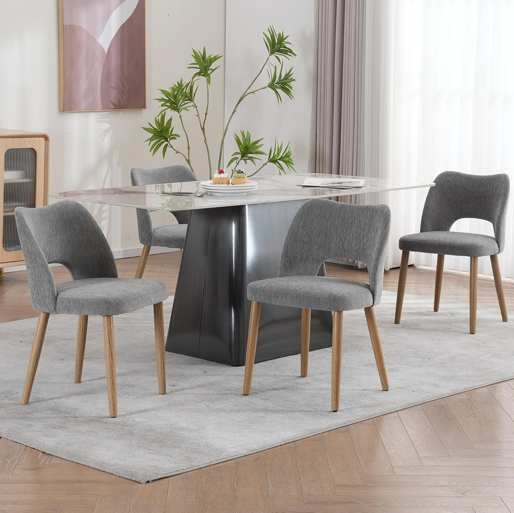Modern Dining Chairs Set of 4, Upholstered Fabric Kitchen Small Cute Chairs w...