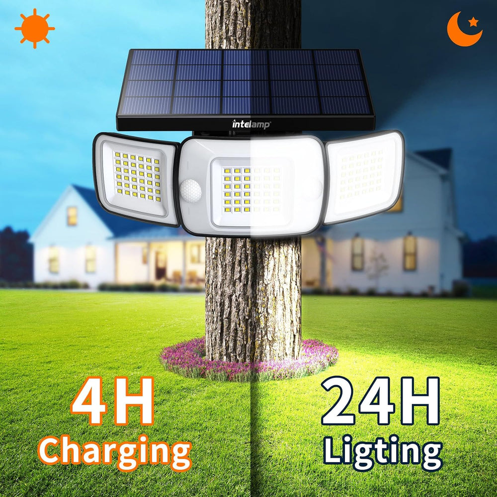 intelamp Outdoor Solar Flood Lights Waterproof Dual Motion Sensor 180°
