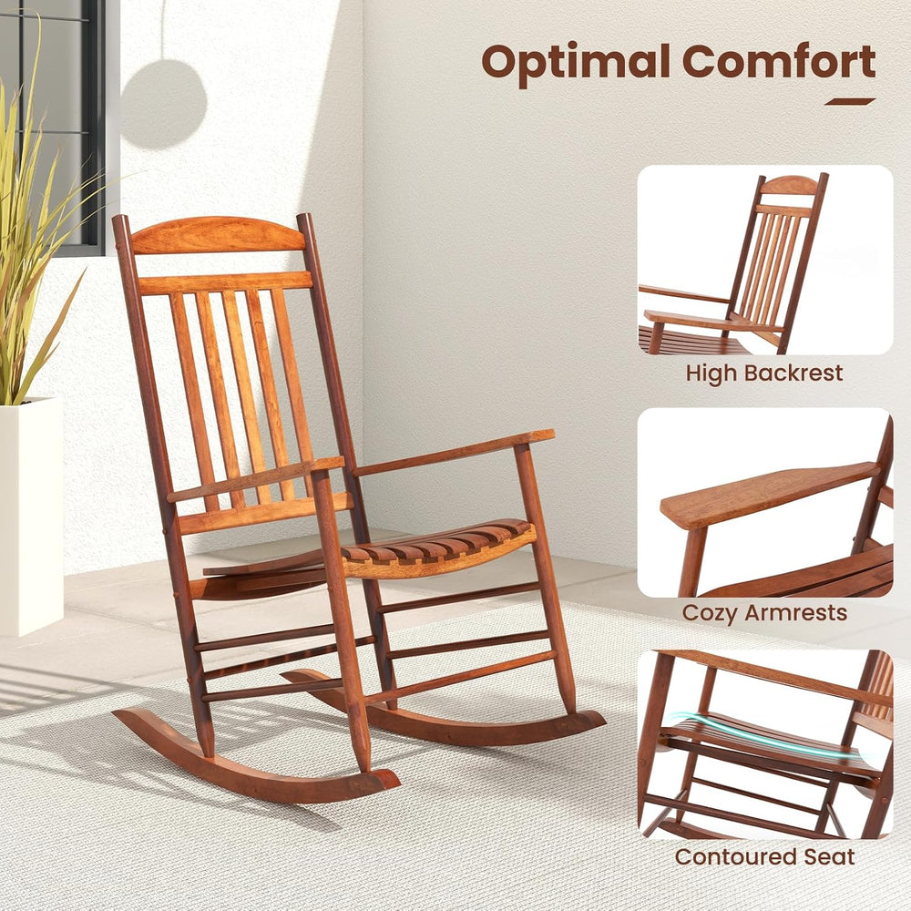 Tangkula 3-piece Outdoor Rocking Bistro Set, Solid Poplar Wood