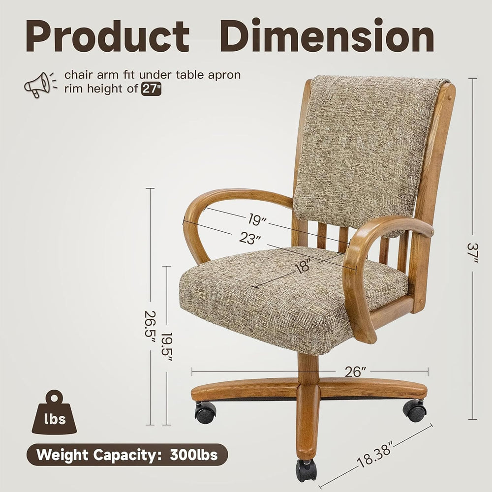 Chromcraft Baylor Swivel-Tilt Caster Dining Chair - Chestnut - Earth - 6pc