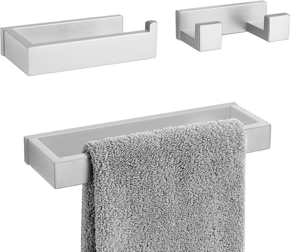 Brushed Nickel Bathroom Accessories, Toilet Paper Holder, Towel Bar & Hook