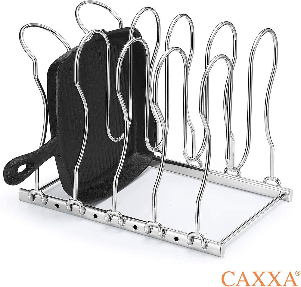 CAXXA Heavy Duty Pan Rack, Pot Lid Rack, Kitchen Cabinet Pantry Cookware Orga...
