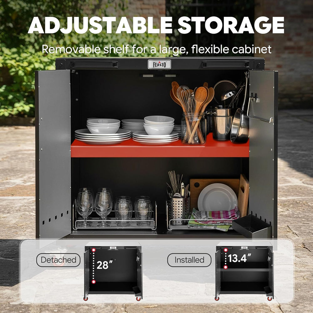 Feasto Modular Outdoor Kitchen Island with Storage and Stainless Steel Top