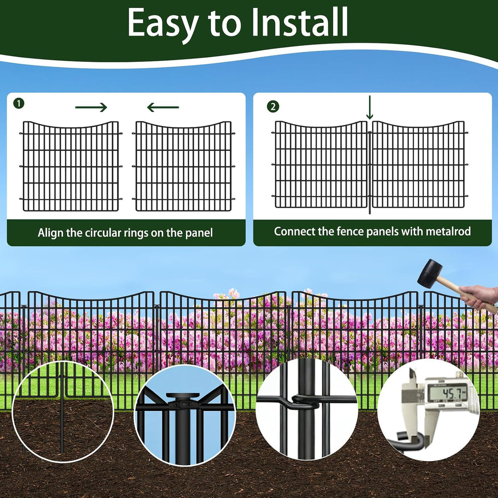 ULIOK 10 Panels No Dig Decorative Garden Fences, 32in(H) x 25.2 ft(W) Dog Fen...